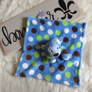 Baby Essentials Boy Lovey Blue Polka Dots Security Blankie Soft Cozy BF50
